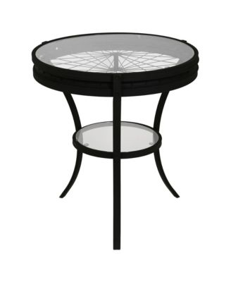 Modern Glass and Metal Round End Table with Open Shelf