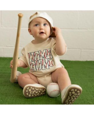 Baby Boys Home Run Patch Short Sleeve Romper