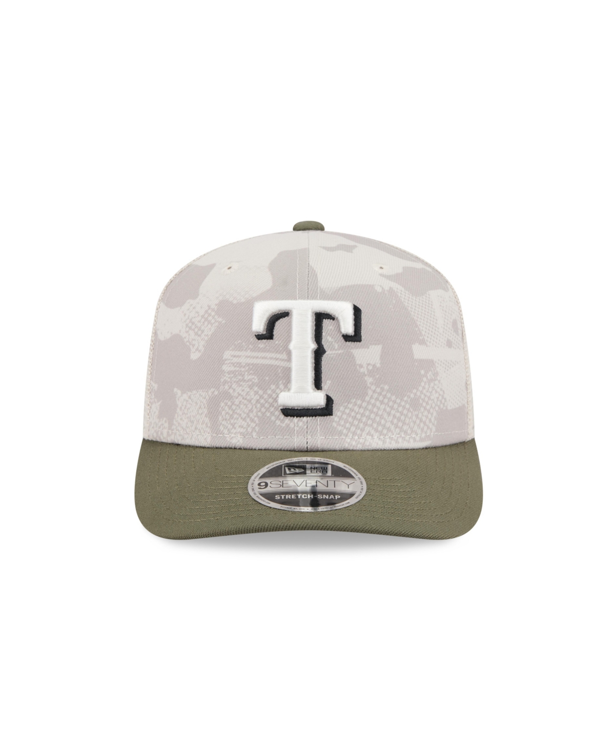 NEW ERA MEN'S LIGHT BEIGE/OLIVE TEXAS RANGERS 2025 ARMED FORCES DAY 9SEVENTY ADJUSTABLE HAT 