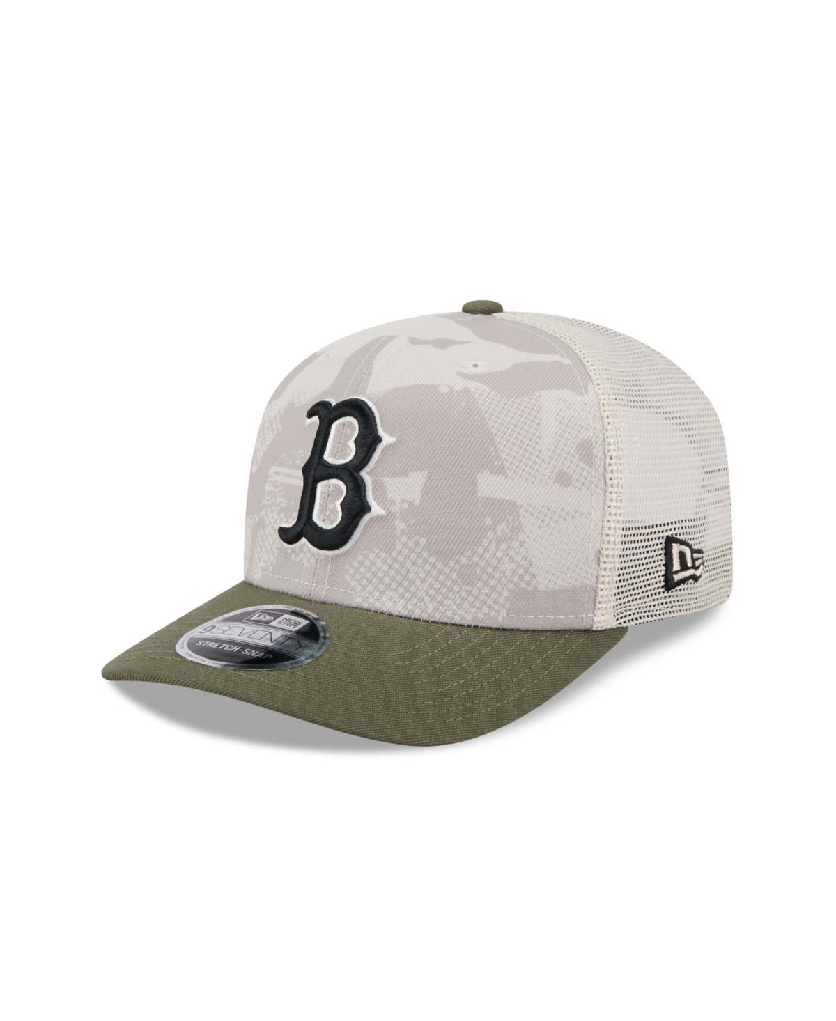NEW ERA MEN'S LIGHT BEIGE/OLIVE BOSTON RED SOX 2025 ARMED FORCES DAY 9SEVENTY ADJUSTABLE HAT 