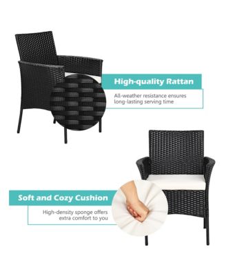 2PCS Chairs Outdoor Patio Rattan Wicker Dining Arm Seat With Cushions