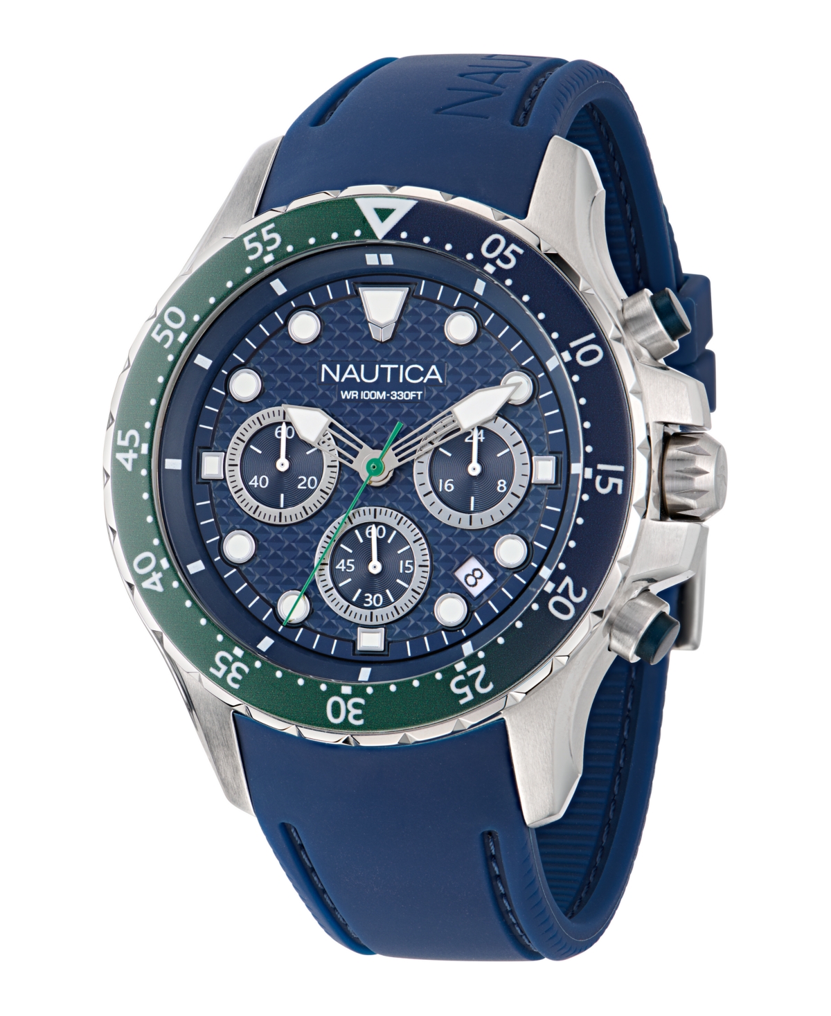 Men's Chronograph Blue Silicone Watch, 44mm - Blue