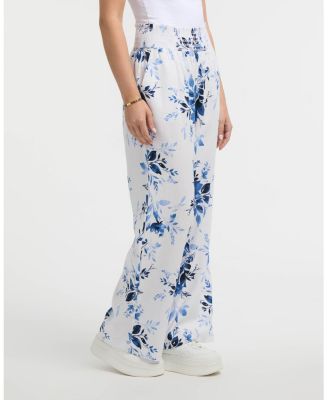 Women's Linen Smocked Wide Leg Pant