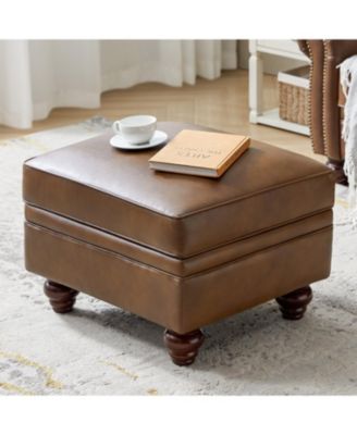 Sabina Transitional 27" Wide Ottoman with Solid Wood Legs