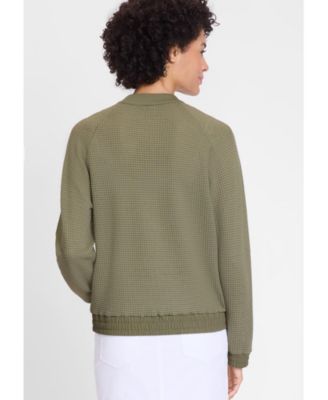 Women's Mixed Media Zip Front Bomber Jacket