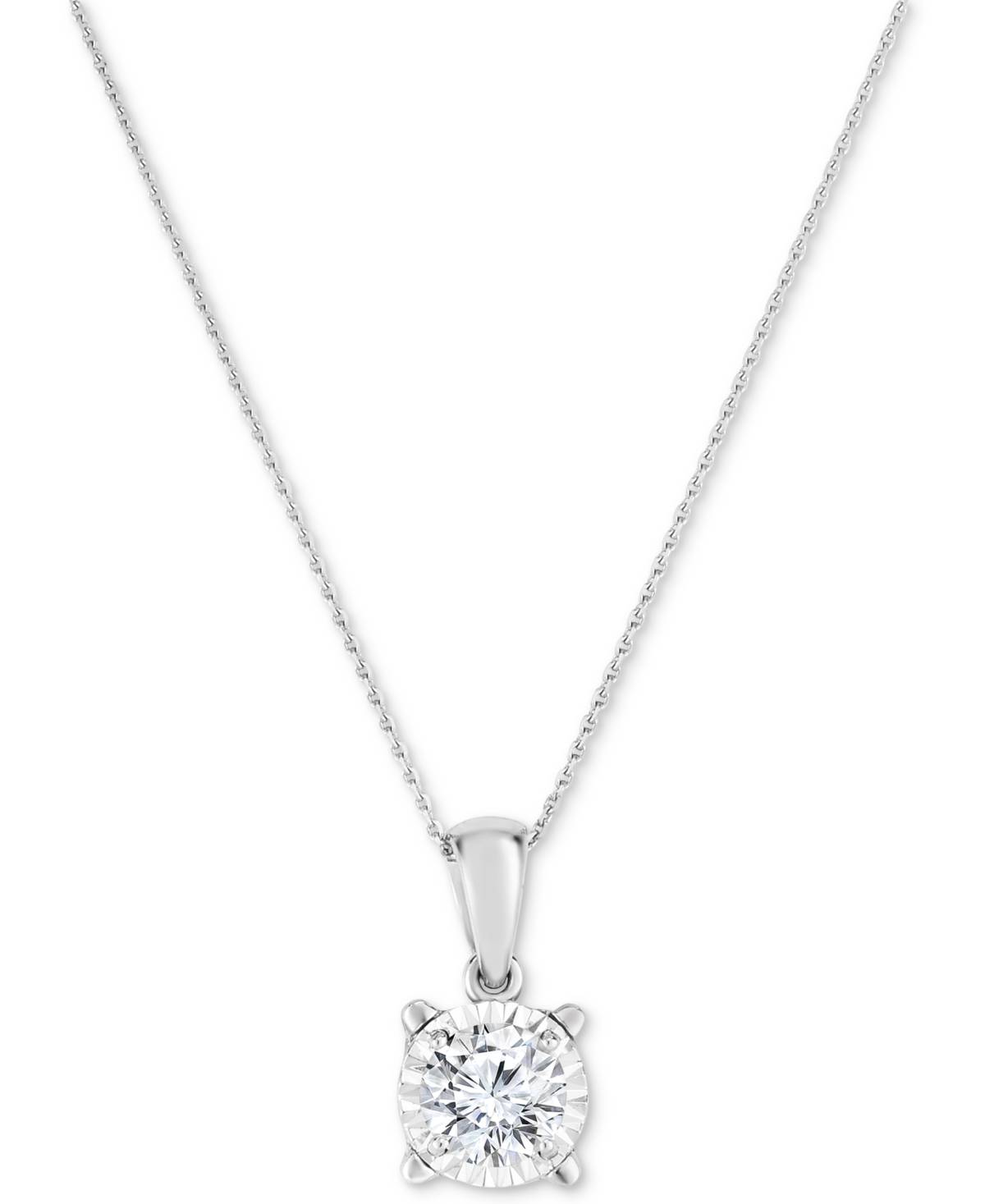 Diamond Solitaire 18" Pendant Necklace (3/4 ct. t.w.) in 14k White Gold - White Gold
