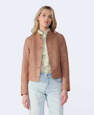 Women's Leather Bomber Jacket, Created for Macy s