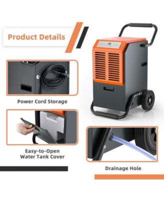 Portable Commercial Dehumidifier with Water Tank and Drainage Pipe
