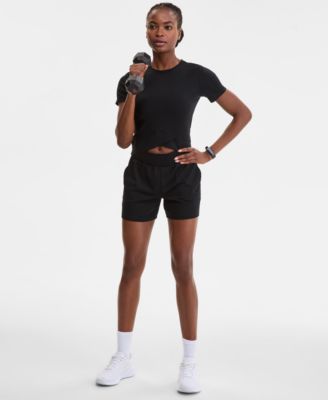 Women's Overlap Cropped Crewneck T-Shirt, Exclusively at Macy's