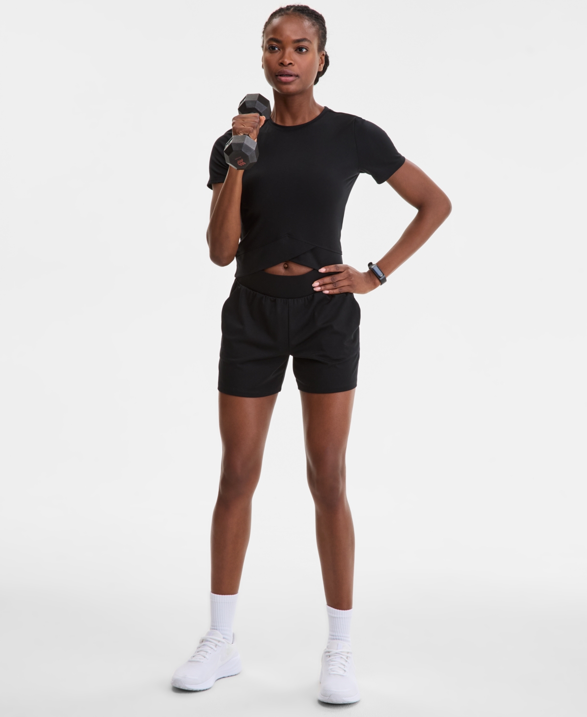 Id Ideology Women's Overlap Cropped Crewneck T-shirt, Exclusively At Macy's