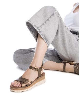 Women's Criss Cross Straps Low Wedge Sandals By XTI