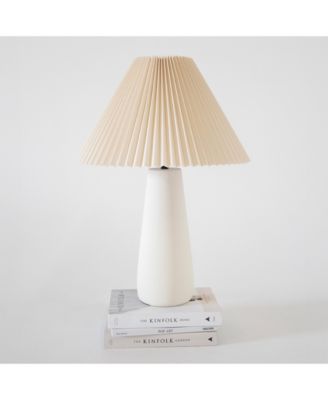 Gwen LED Modern Table Lamp with Cream Pleated Fabric Shade and Weighted Base, Bulb Included (25")