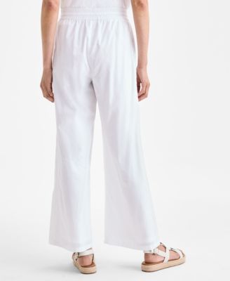 Women's Cotton Eyelet Pull-On Wide-Leg Pants, Exclusively at Macy's