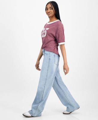 Juniors' High Rise Baggy Wide-Leg Curvy Jeans