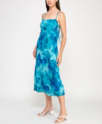 Juniors' Printed Chiffon Slip Midi Dress