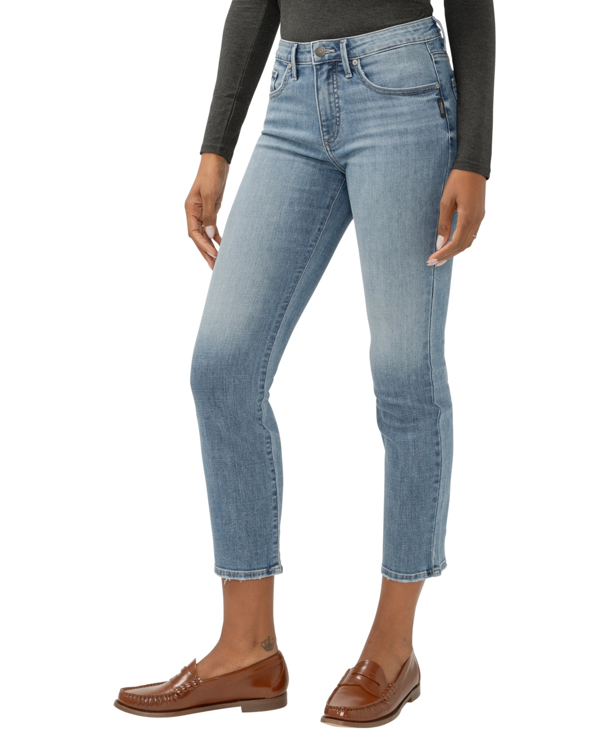 Silver Jeans Co. Women's Isbister High Rise Ankle Straight Leg Luxe Stretch Jeans