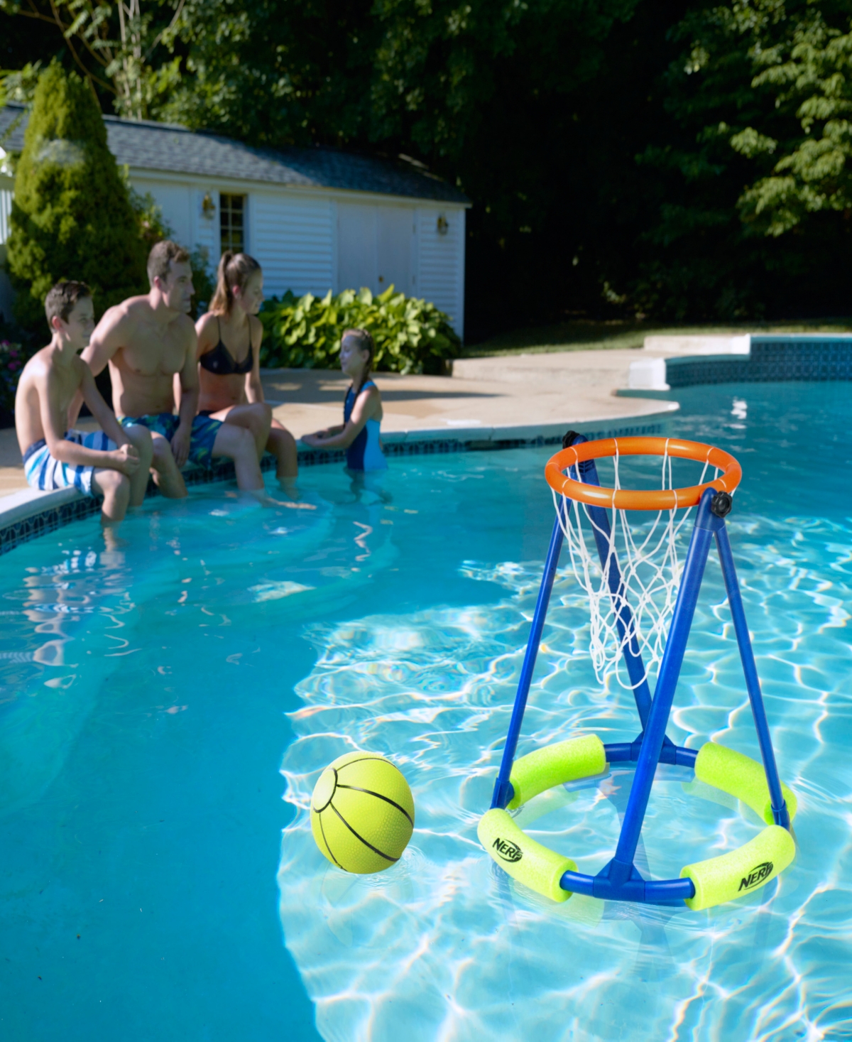 Franklin Sports Nerf Floating Pool Basketball Hoop And Football Target Net Set