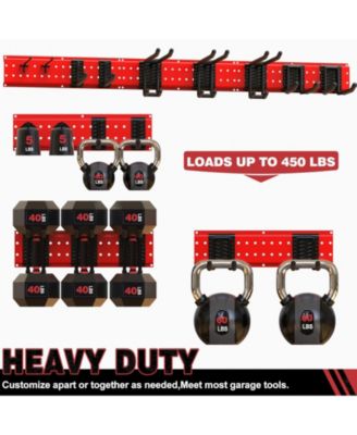 48in Garden Tool Organizer Garage Storage Rack, Red