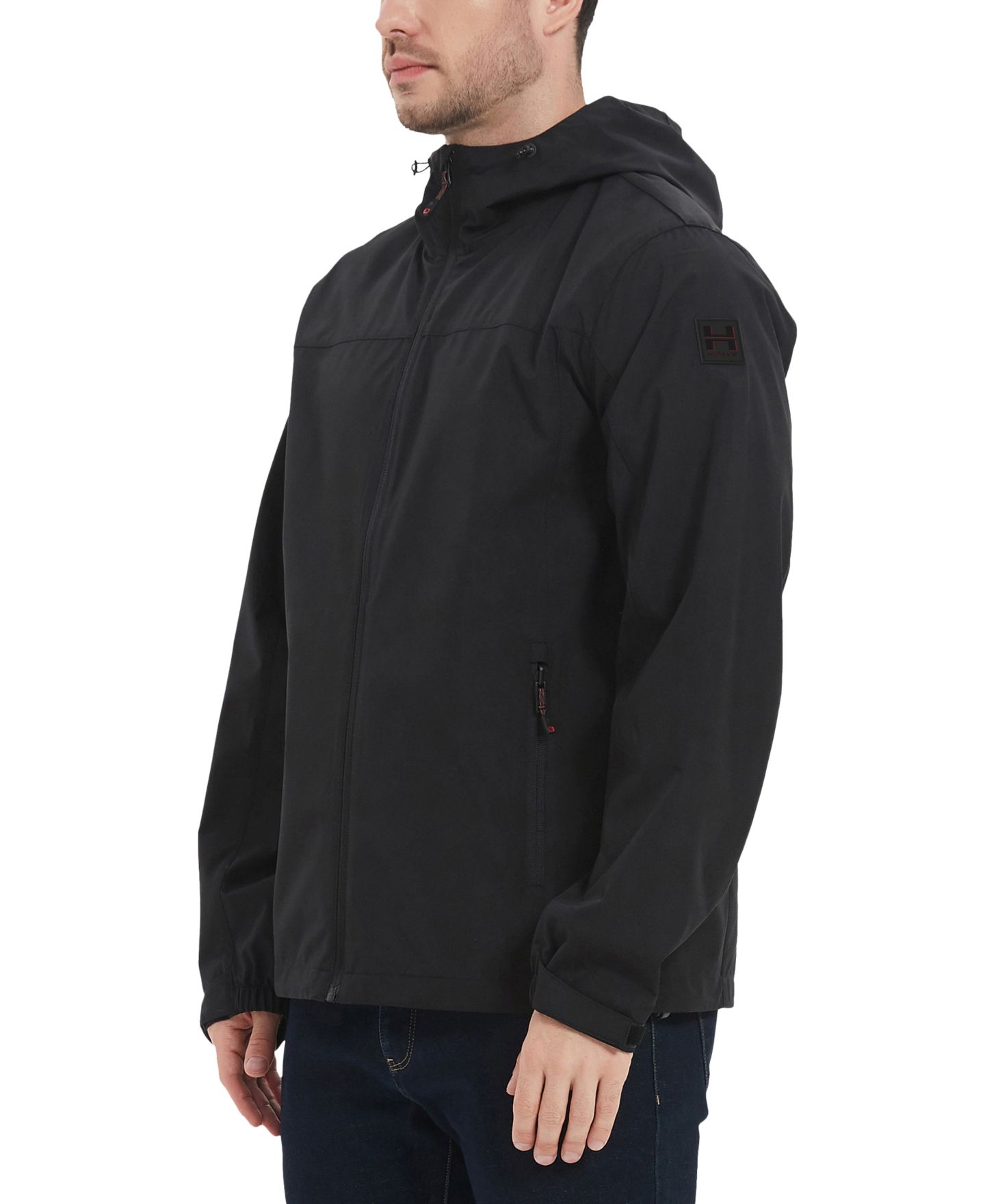 Мужская куртка Hawke & Co. All-Season Lightweight Stretch Hooded Rain, цвет: Чёрный — фото 2