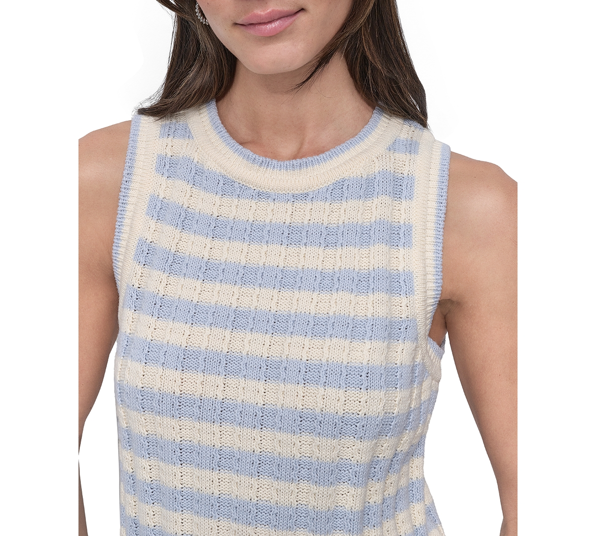 Shop Dkny Jeans Women's Ribbed Striped Crewneck Tank Top