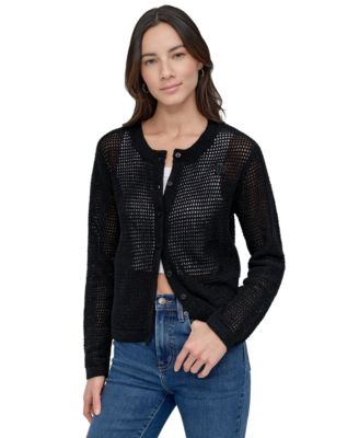 DKNY Jeans - Women's Baby Chenille Open-Stitch Long-Sleeve Cardigan