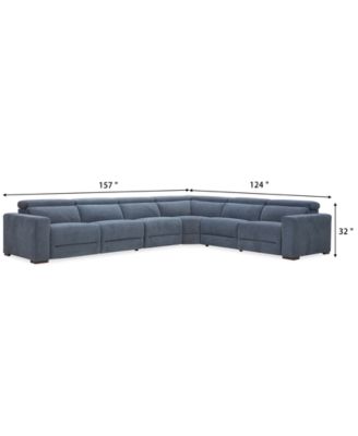 Nevio 6-Pc. Fabric Power Headrest Sectional with 3 Power Motion Chairs