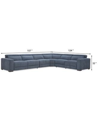 Nevio 6-Pc. Fabric Power Headrest Sectional with 2 Power Motion Chairs