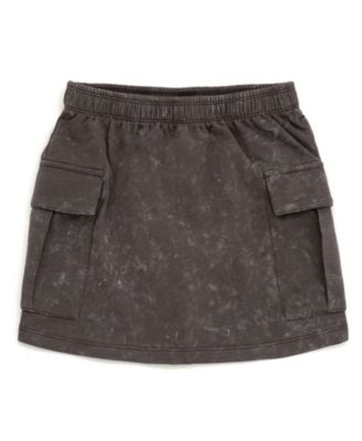 Girls French Terry Cropped Drop Shoulder T-Shirt and Skirt Outfit Set