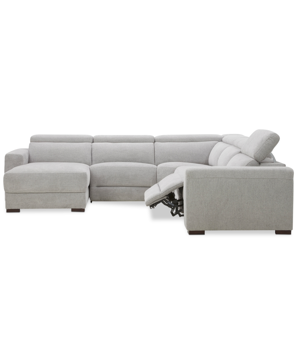 Macy's Nevio 5-pc. Fabric Power Headrest Sectional With 1 Power Motion Chair