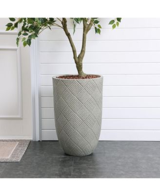 Glen Pattern 22.4-Inch Tall MgO Round Planter