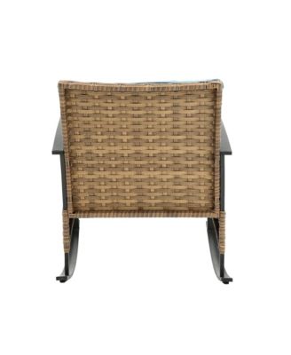 Outdoor Patio Furniture Sectional Sofa Set,3-Piece Outdoor Rattan Rocking Chair Set with Cushion, Table