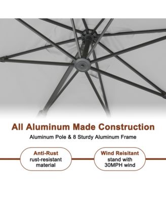 120" Square Cantilever Umbrella with Detachable LED Atmosphere Light, Bluetooth Player and Weight Base