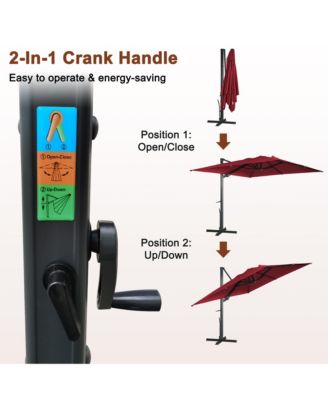 120" Square Cantilever Umbrella with Detachable LED Atmosphere Light, Bluetooth Player and Weight Base