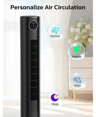 Tower Fan for Bedroom, 90° Oscillating Fan with 12H Timer, 37”Standing Fans with Remote, Bladeless Fan with 4 Modes & 3 Speeds