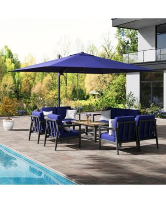 156"W x 120"D Rectangular Cantilever Umbrella with Detachable LED Atmosphere Light and Bluetooth Player, w/ Weight Base Included