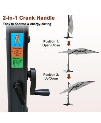  Rectangular Cantilever Umbrella with Detachable LED Atmosphere Light and Bluetooth Player, w/ Weight Base Included