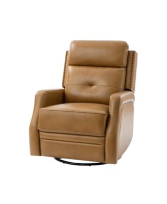 Rosa Genuine Leather Swivel Rocker Power Recliner with USB Port - Macy's