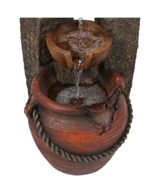 Rustic Resin Pots and Posts Outdoor Fountain