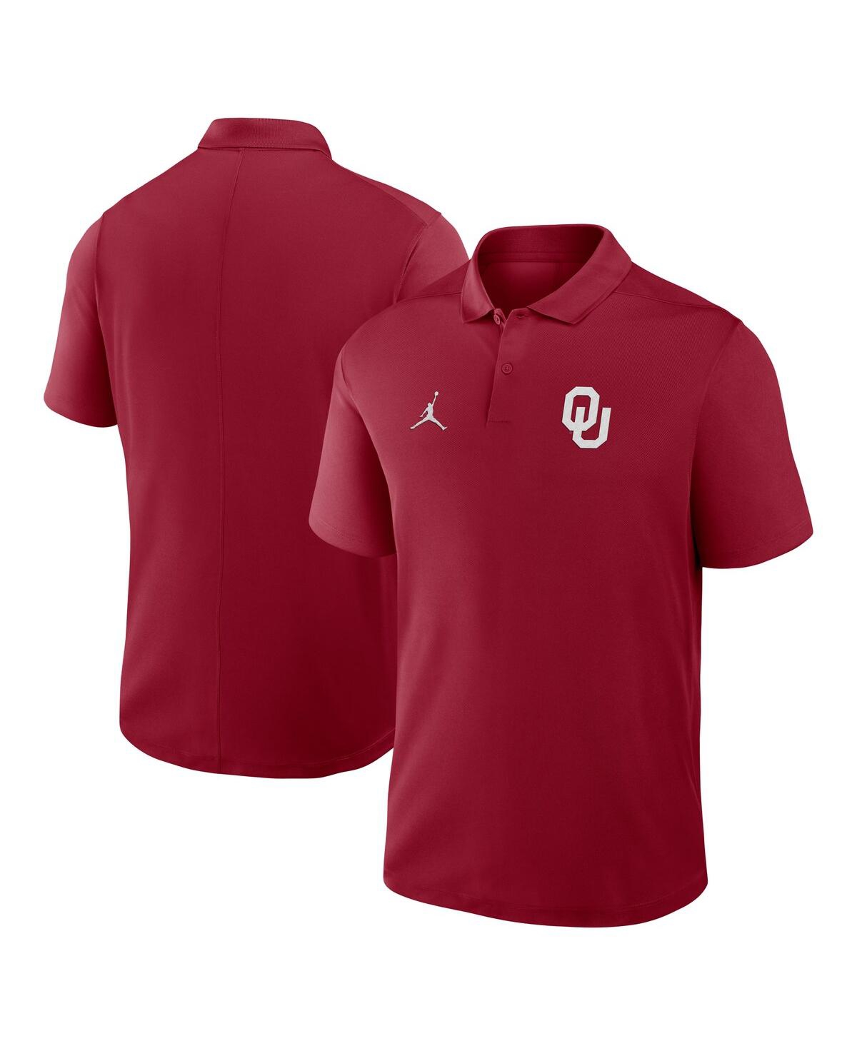 JORDAN MEN'S CRIMSON OKLAHOMA SOONERS PRIMETIME VICTORY PRIMARY LOGO PERFORMANCE POLO SHIRT 