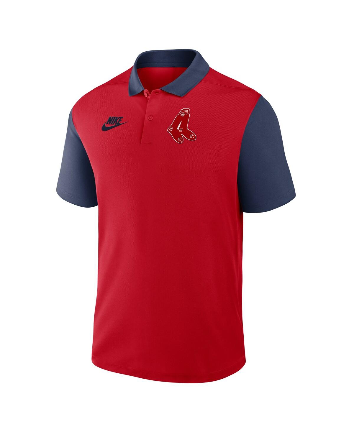 Nike Men's Red/navy Boston Red Sox Cooperstown Collection Color-block Victory Performance Polo Shirt