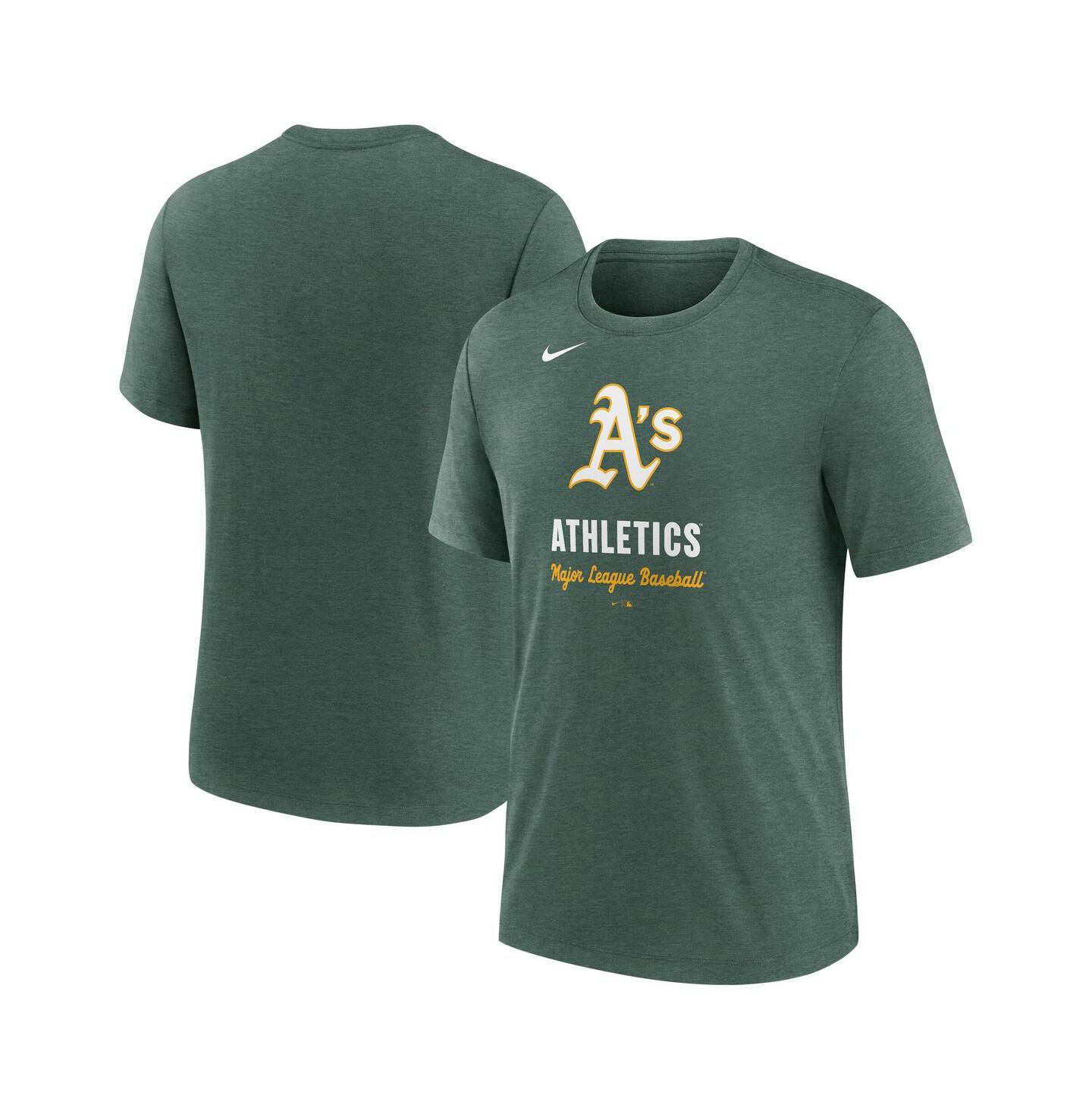 Мужская футболка Nike Heather Green Athletics Logo Tri-Blend — фото 1