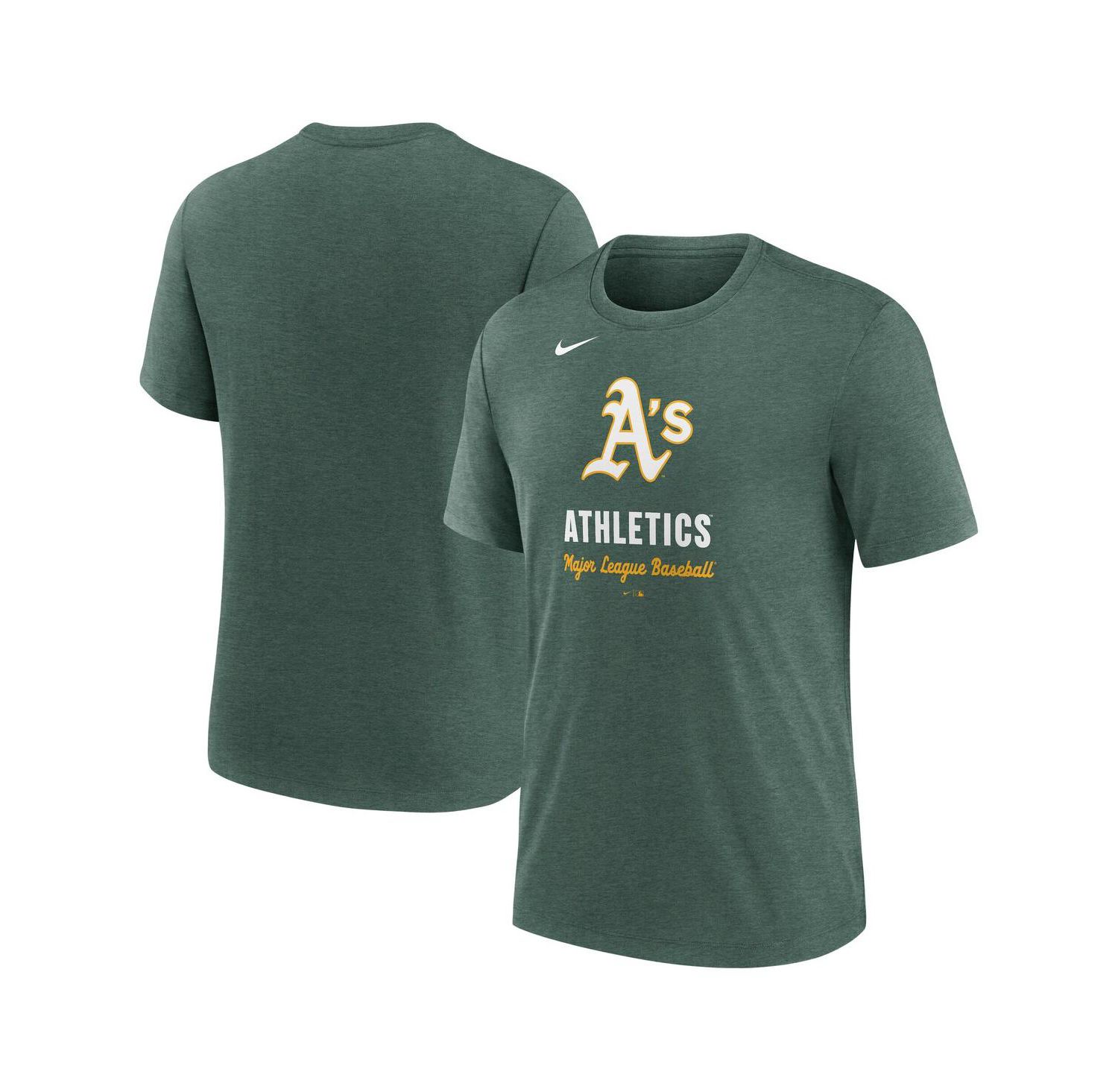Men's Heather Green Athletics Logo Tri-Blend T-Shirt