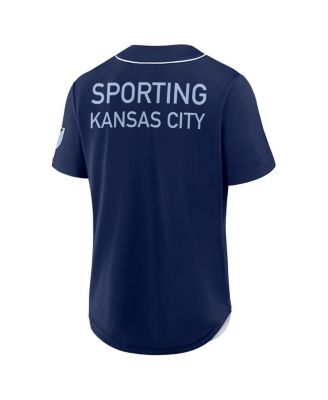 Men's Navy Sporting Kansas City Injury Time Baseball Jersey