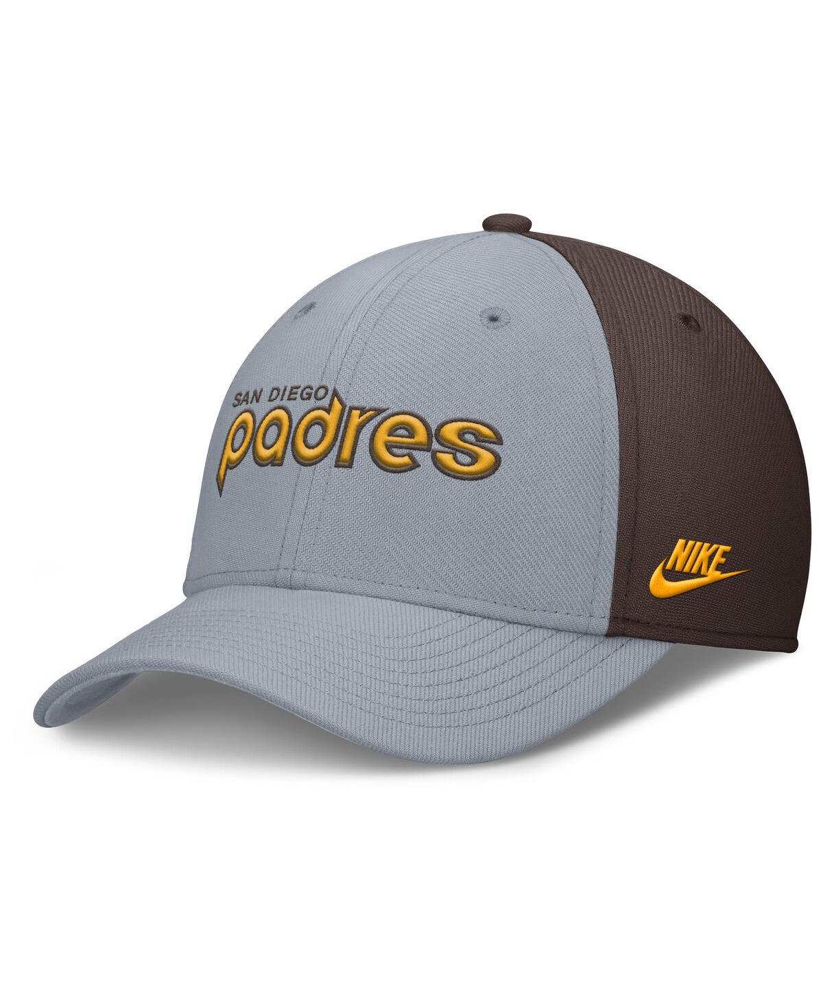 Nike Men's Gray/brown San Diego Padres Rise Swoosh Performance Flex Hat
