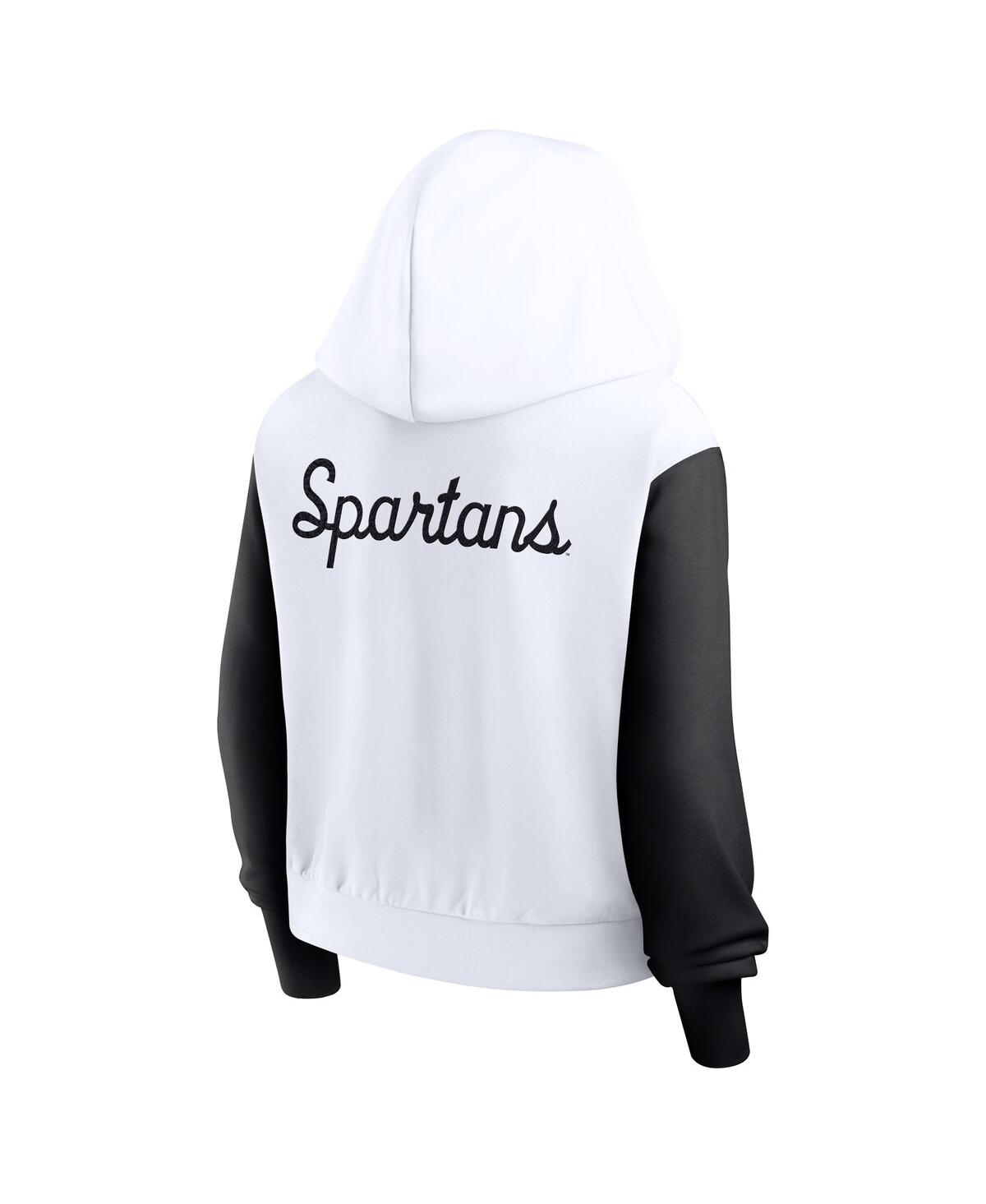 Nike Women's White Michigan State Spartans Cropped Beyond Capability Color-block Script Full-zip Hoodie