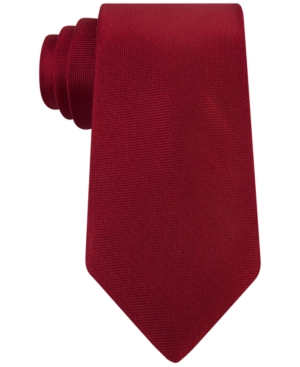 Calvin Klein Men's Slim Double Thread Dot Grid Silk Tie In Red