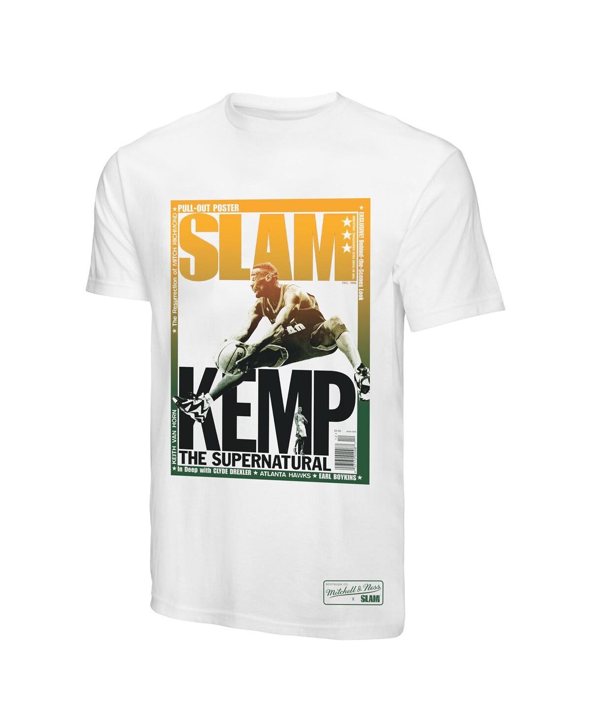 Mitchell & Ness Men's Shawn Kemp White Seattle Supersonics Slam Gradient T-shirt In White
