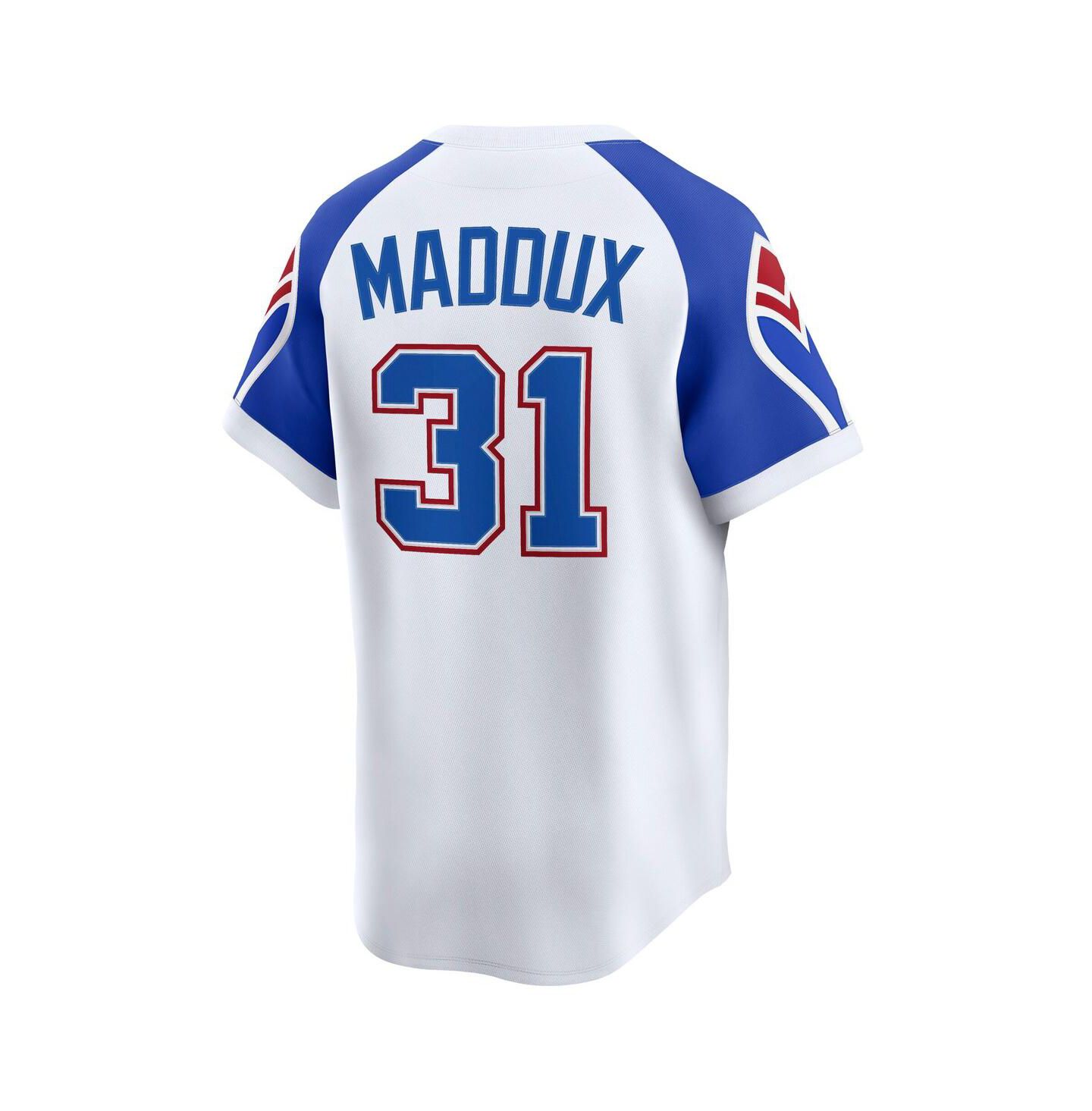 Мужской топ Nike Greg Maddux White Atlanta Braves Throwback Cooperstown Collection Limited Jersey — фото 3