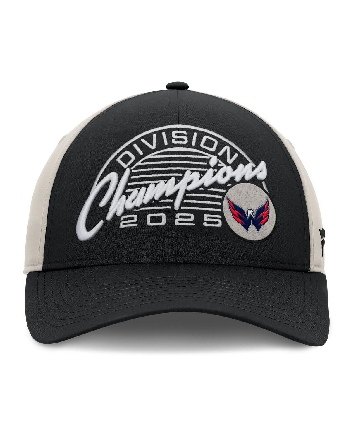 Fanatics Men's Black/gray Washington Capitals 2025 Metropolitan Division Champions Locker Room Adjustable Hat