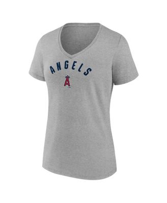 Women's Gray Los Angeles Angels V-Neck T-Shirt